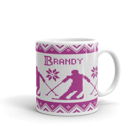 Nordic Skier Personalized Knitting Mug